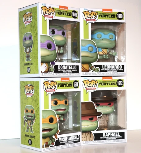 Funko Pop! Movies TMNT Donatello Leonardo Michelangelo Raphael w/ Protectors