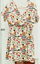 THML MCM/Retro Inspired Print Dress Multicolor V-Neck Above Knee Faux Wrap XS