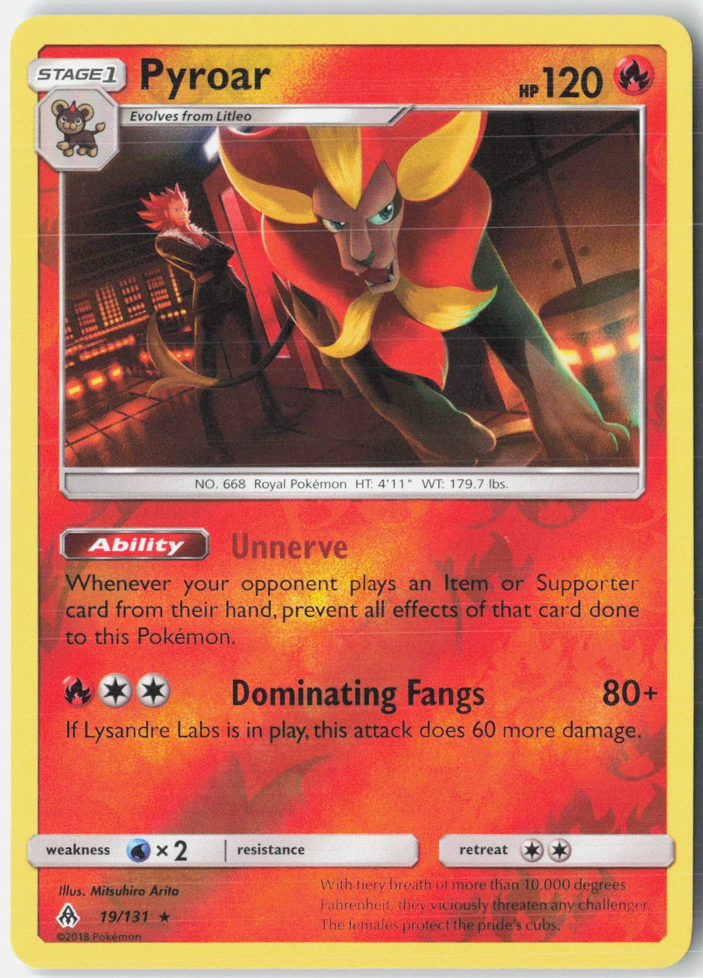 Pyroar 19/131 Rare Forbidden Light Pokemon Reverse Holo Near Mint