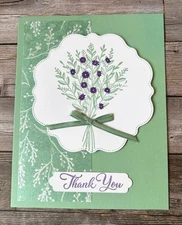 Thank You GREETING CARD KIT ~x4 w/Env~ Stampin' Up! Shimmer DP