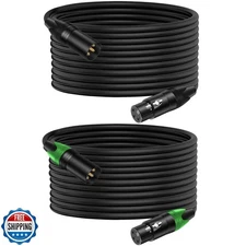 LanSenSu XLR Microphone Cable 50 ft 2 Pack, Gold-Plated 3-Pin Speaker Cable M