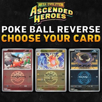 Pokémon Ascended Heroes Cards! Poké Ball Reverse Holo - Choose Your Card!