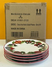 MacKenzie-Childs 41801-2133 Deck the Halls Salad Plate Set (Set of 4). New!