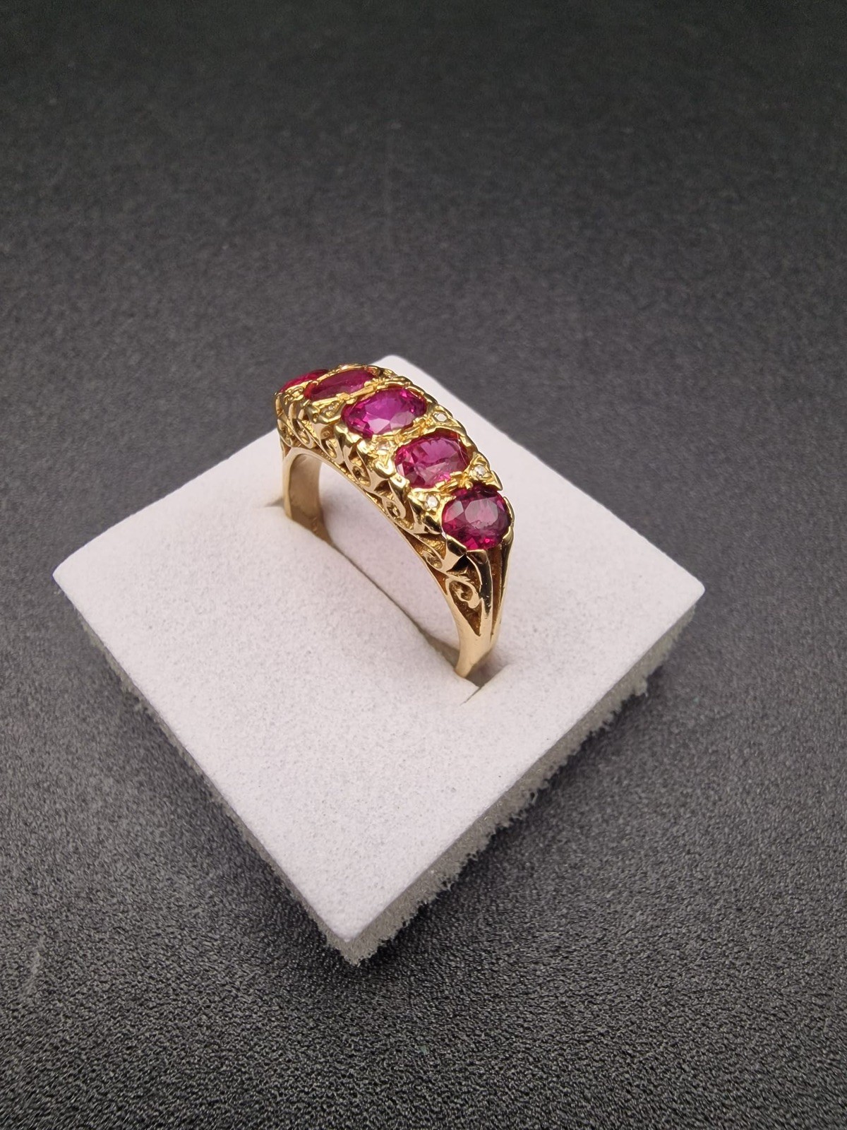 Antique 18ct Gold Ruby Diamond Ring Victorian Cir… - image 23