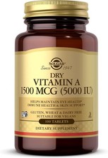Solgar Dry Vitamin A 1500 mcg 5000 IU , 100 Tablets - Supports Healthy Eyes, Sk