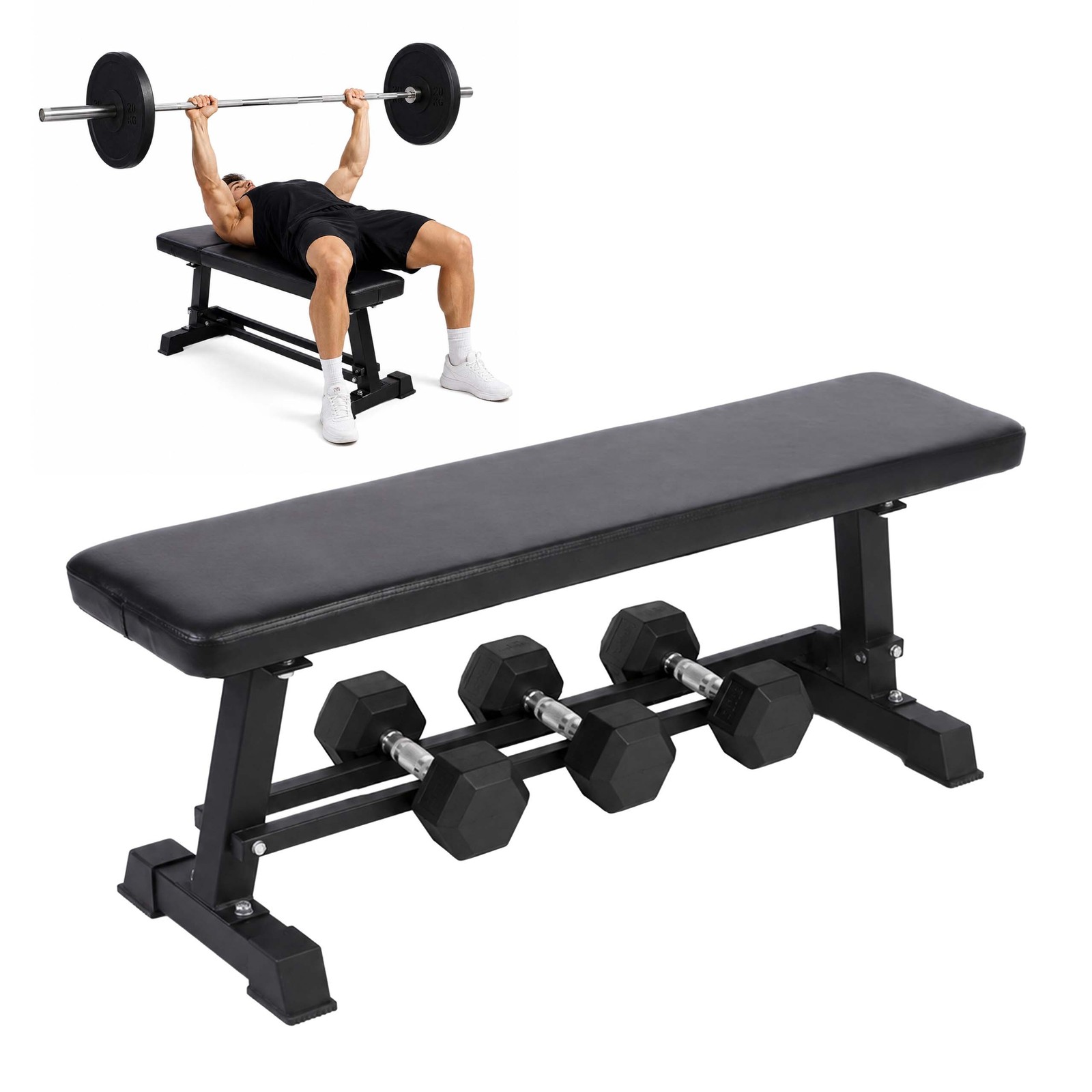 Panca per pesi piana supporto per manubri panca fitness allenamento robusta