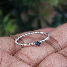 Blue Topaz 925 Sterling Silver Dotted Ring Engagement Ring With Blue Topaz
