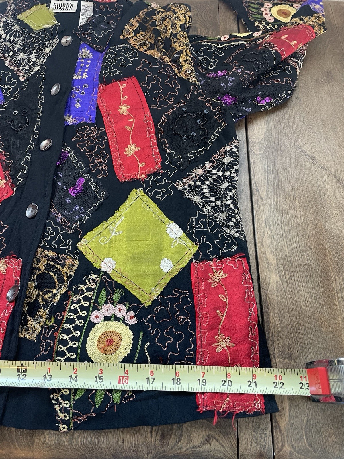 Vintage Chico’s Design Jacket Patchwork Embroider… - image 9