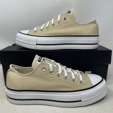 Converse Chuck Taylor All Star Lift Platform Low Oak Milk Beige Tan Women's 7