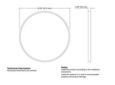 KOHLER 31368-BLL, Essential 32" Round Wall Mirror, Large Circle Bathroom Mirror