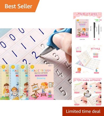 Kids Reusable Grooved Writing Practice Books for Ages 3-5
