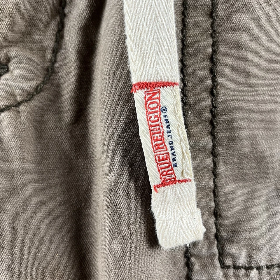 Pantalones cargo True Religion para hombre 40x32 marrón chino militar bolsillos con solapa vintage Foto 4 de 4