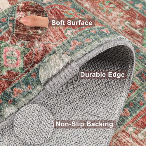 Washable Area Rug, 2x3 Small Entryway Rug Non-Slip Boho Vintage Rug with Rubb... - Picture 3 of 7