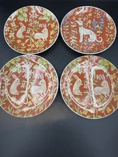 Vtg Seymour Mann Rare Flemish tapestry “unicorn hunt” plates rabbits dog org box