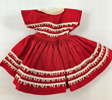 Vintage Doll Red & White Dress French German Antique Bisque Doll