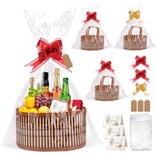 3 Set Baskets for Gifts Empty, Woven Bamboo Gift Basket Empty Large with Hand...
