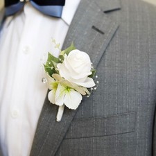 Wedding Flower Boutonniere Groom Rose Buttonholes Prom Suit Decoration for Me...