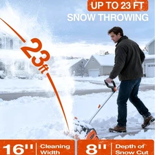 TaskStar 16in 40V Cordless Snow Blower with Brushless Motor 2 x 5.0Ah Batteries