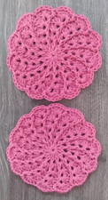 Set of 2 Crochet Handmade Coasters/Doily 100% Cotton Color Fuschia
