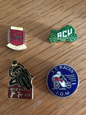 Isle of Man TT Abzeichen, 3 sind 1991, 1 unbekannt, Vintage gebraucht, siehe Zustand