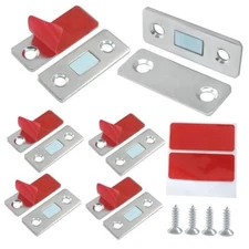 6 Pack Silver Ultra Thin Cabinet Door Catch, Stainless Steel Silver(6 Pack)