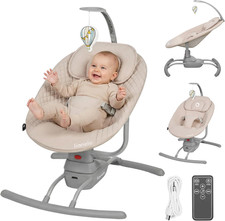 RIO Dondolo Elettrico per Bambini, Schienale Regolabile, Dondolo a 3 Velocità, C