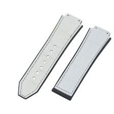 BigBang 44mm Crocodile Grain White Leather Plated Rubber Watch Strap For Hublot