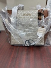 Michael Kors Charlotte MK PVC Signature Vanilla Top Zip shoulder tote Bag