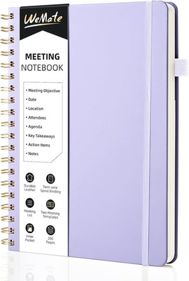 Meeting Notebook for Work B5 (7''X10'') - PU Leather Work Notebook with Agenda, Ac