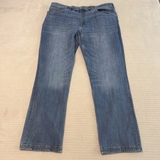 Duluth Trading Co Ballroom Double Flex Jeans Mens 42x34(33”) Relaxed Light Wash