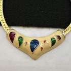 Vintage Enamel Choker Necklace Gold Tone — photo 4