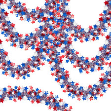 50 FT 4Th of July Garland, Red White and Blue Patriotic Tinsel Garland for Home
