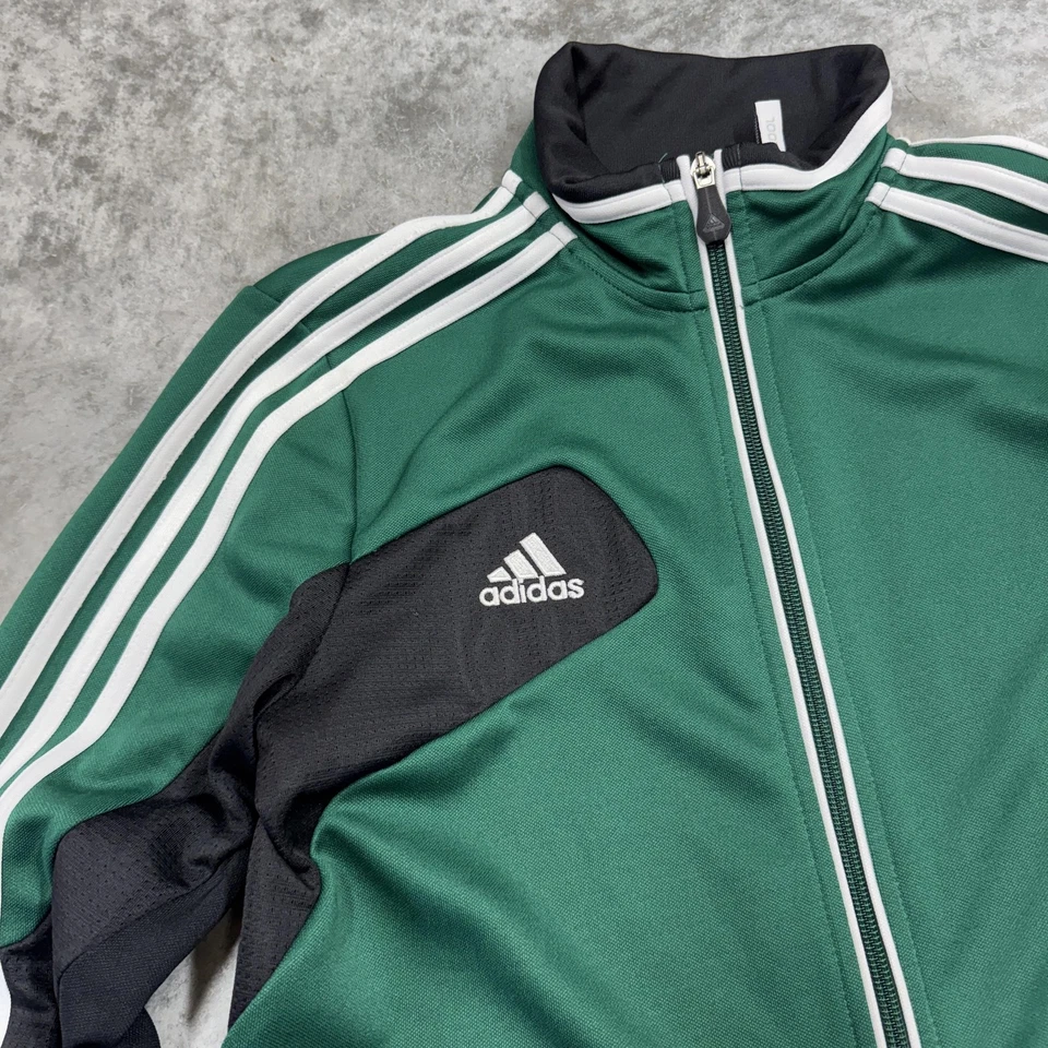 Adidas Chaqueta de Pista Mujer Mediana Verde Negra ClimaCool Cremallera 3 Rayas Fútbol Foto 2 de 4