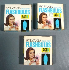 Vintage Lot of 3 Boxes Sylvania Blue Dot AG1B Flashbulbs 36 Bulbs