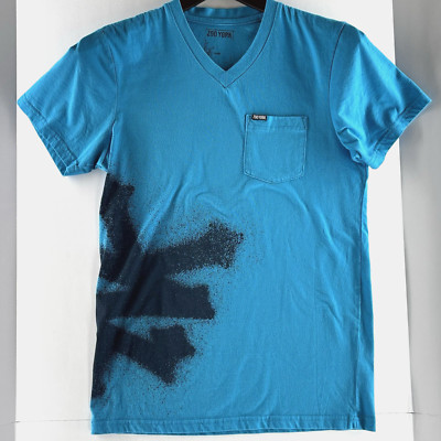 Men's V-Neck Zoo York Graphic Pocket T-shirt Size Small Blue