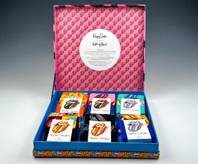 Happy Socks 6er Pack Gift Box, Geschenkbox, Rolling Stones, Hot Lips, Rock bunt
