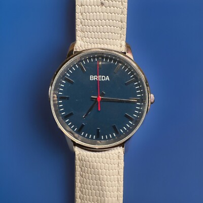 Breda Watch Men 39mm Gold Tone Green Dial Brown Leather Band New