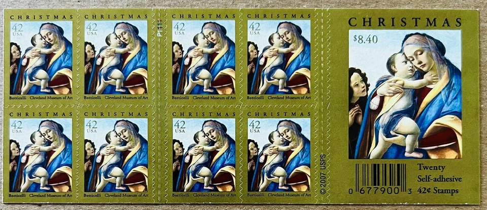 US Scott 4359a 42c 2008 Botticelli Madonna & Child Booklet Pane P1111 VF-MNH - Image 2 of 3