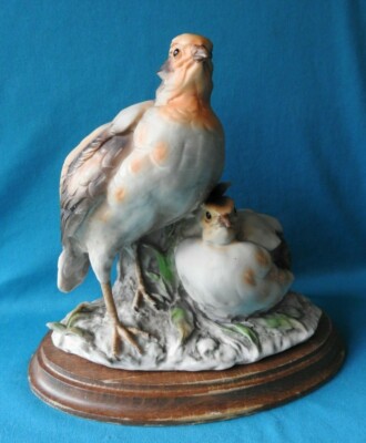 Florence Italy Figurine 1983 Signed  R Pennati Beautiful Quail Set Bird  