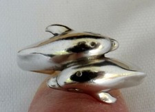 KABANA Sterling Silver 2 Dolphin Bypass Wrap Adjustable Ring - Size 6.75 HV110
