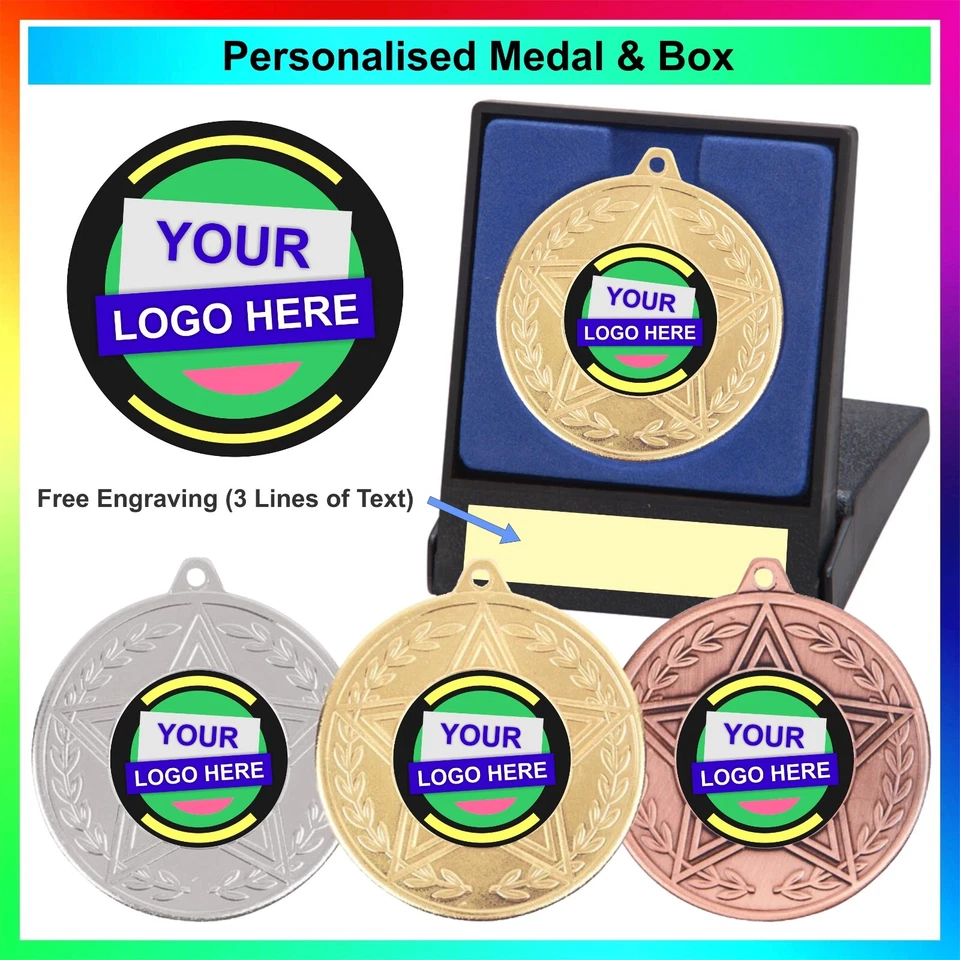 TROPHY PLANET Personalisierte Medaille und Zentrum in einer Präsentationsbox, kostenlose Gravur - Auszeichnung