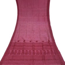 Vintage Pink Sarees 100 Pure Silk Woven Floral Indian Sari 5YD Craft Fabric