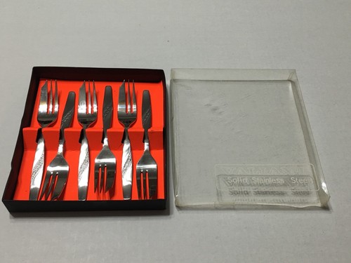 Vtg Valiant Stainless Steel Dessert Forks Prestley And Moore Limited