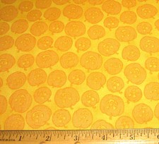 1 yd Quilting Treasures ORANGE PUMPKINS on YELLOW 100 Cotton Fabric HALLOWEEN