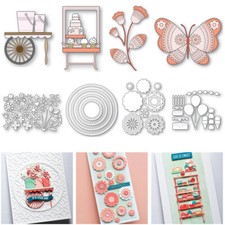 Flowers Cupcakes Barrow Metal Cutting Dies Die Cuts Stencils Scrapbooking Card