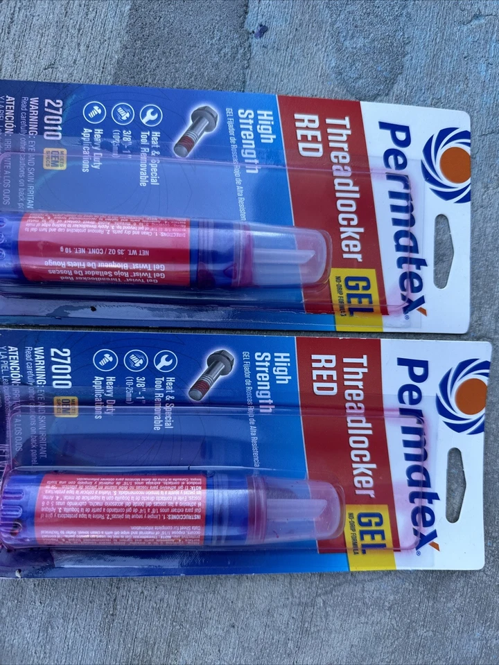 Gel rojo Threadlocker de alta resistencia Permatex 27010 0,35 oz 10 g sin goteo Foto 3 de 4