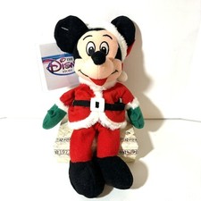 Disney Store Mini Bean Bag Santa Mickey 7  Plush