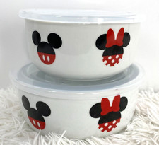 Disney Storage Food Bowls Mickey  Minnie Mouse Nesting Dishes Kitchen Lids