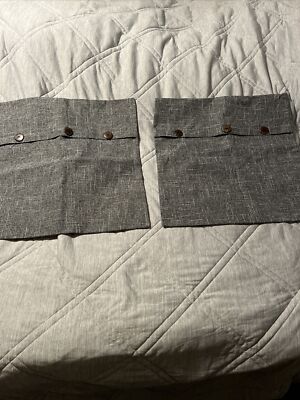 LHKIS Throw Pillow Covers 18 x 18  Gray  Decorative Linen Farmhouse Button New