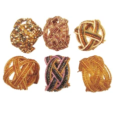 12 PC Handmade Bali Beaded Gold Multi Color Braided Cuff Bracelet WHOLESALE LOT